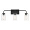 Designers Fountain Logan 24.5in 3-Light Matte Black Transitional Indoor Vanity Light with Clear Seedy Glass Shades 96403-MB - alternate 1